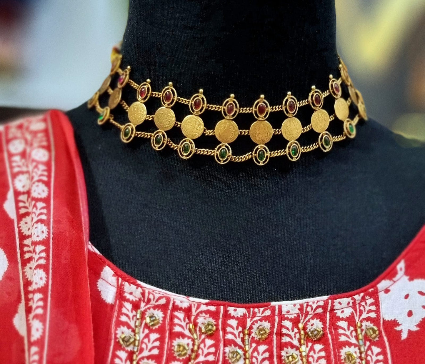 AC23SET.  Temple Coin Necklace Set.