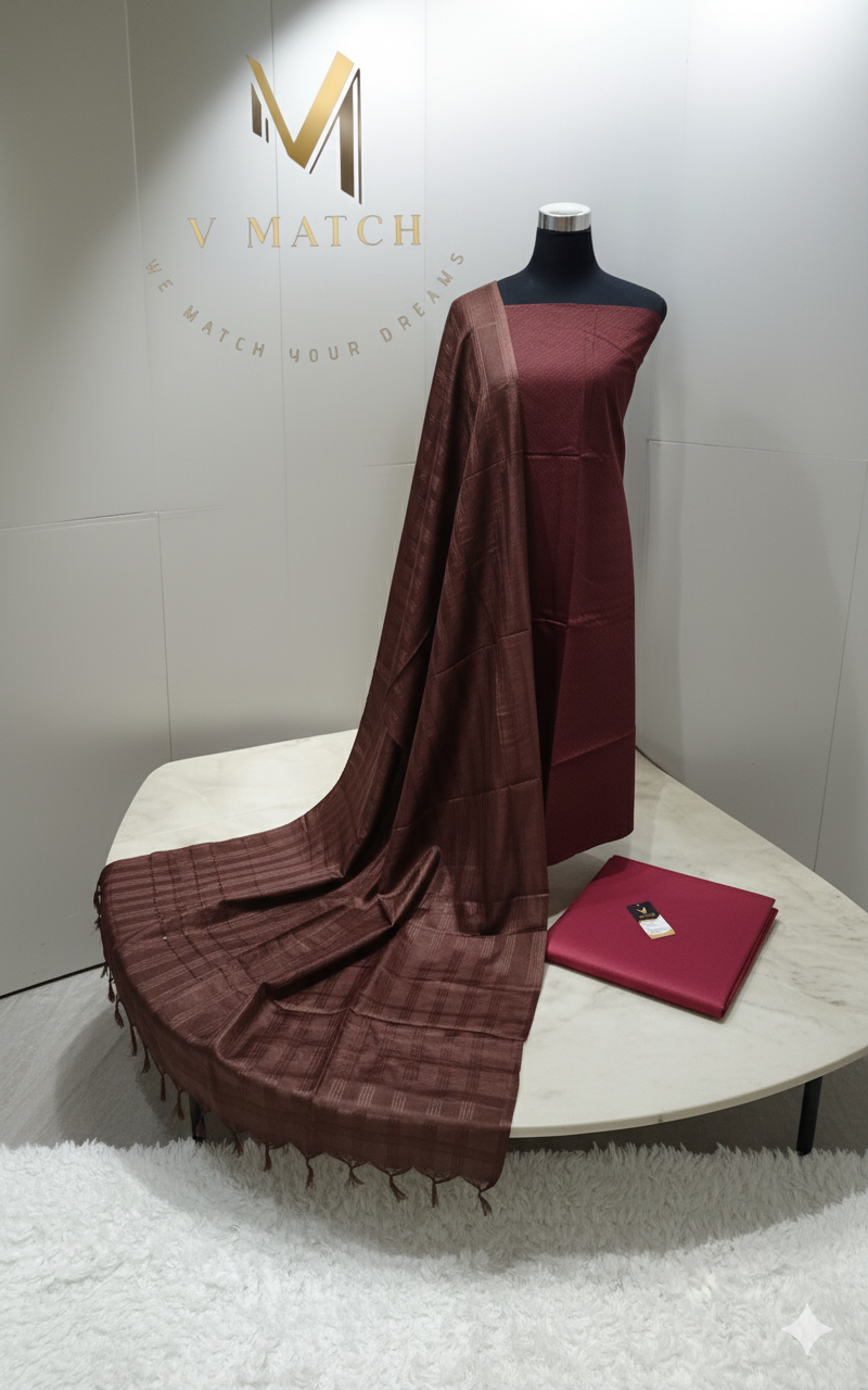 48SEP25. Semi Tussar UnStitched Salwar Material.