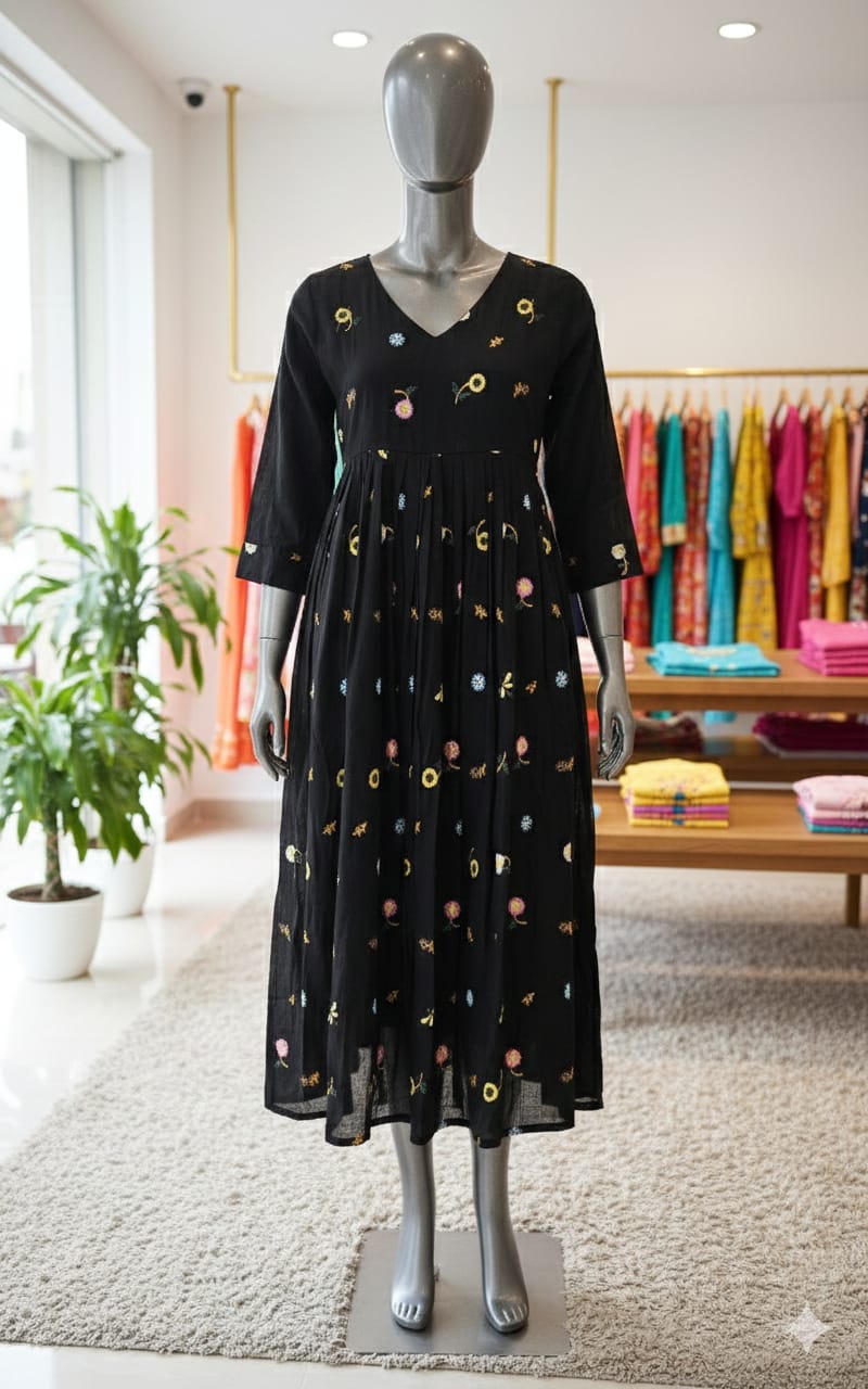 22226.Mul Chanderi Frock.
