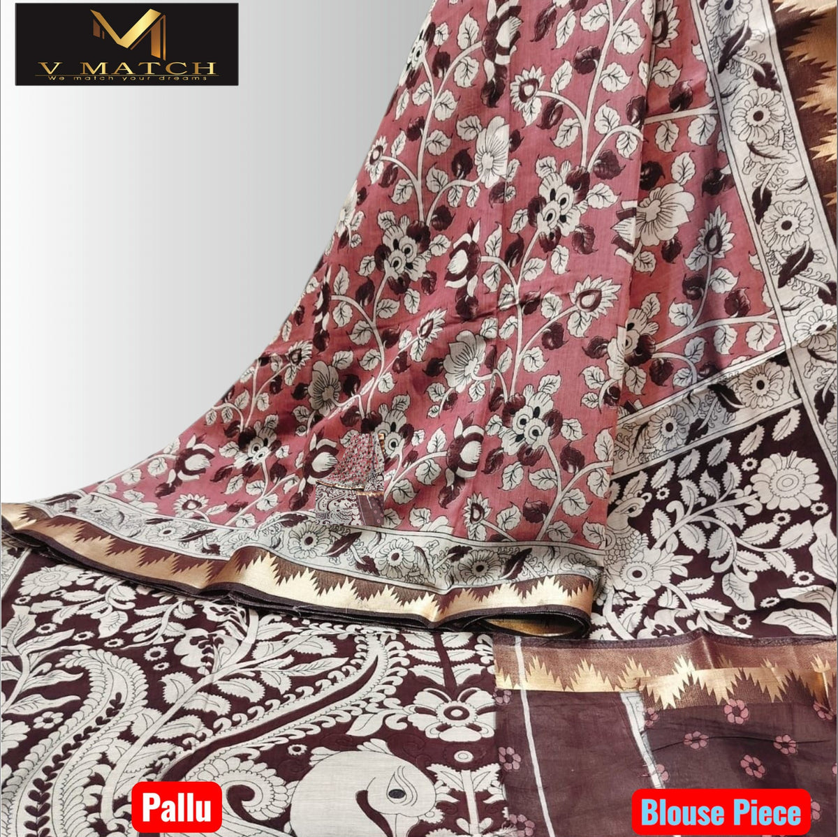 75426. Pen Kalamkari Mangalagiri Silk Saree