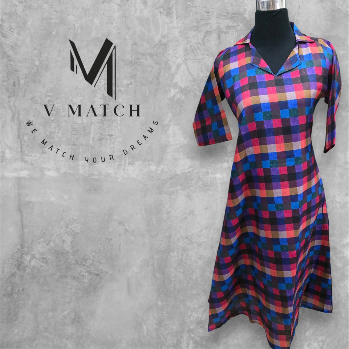75226. Madras Checks Cotton A-Line Top