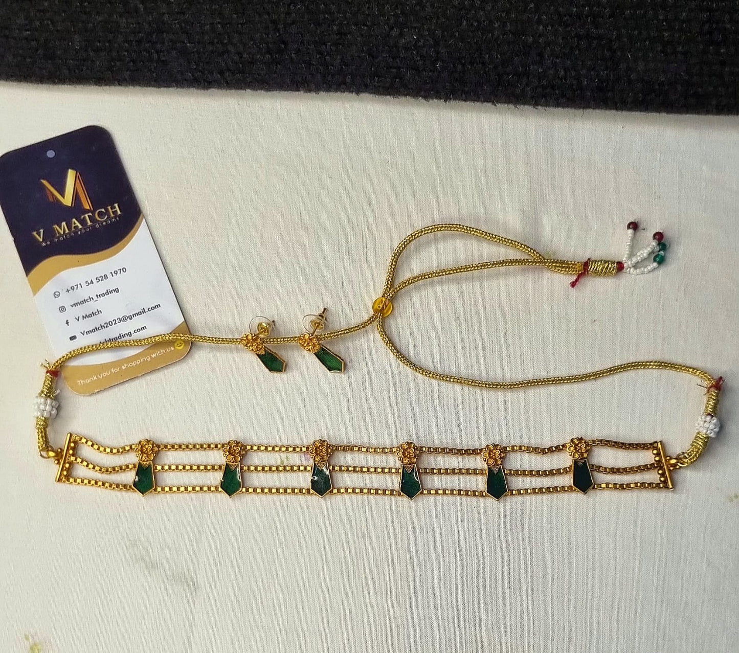 AC22SET. 3 Layer Palakka Choker Necklace Set