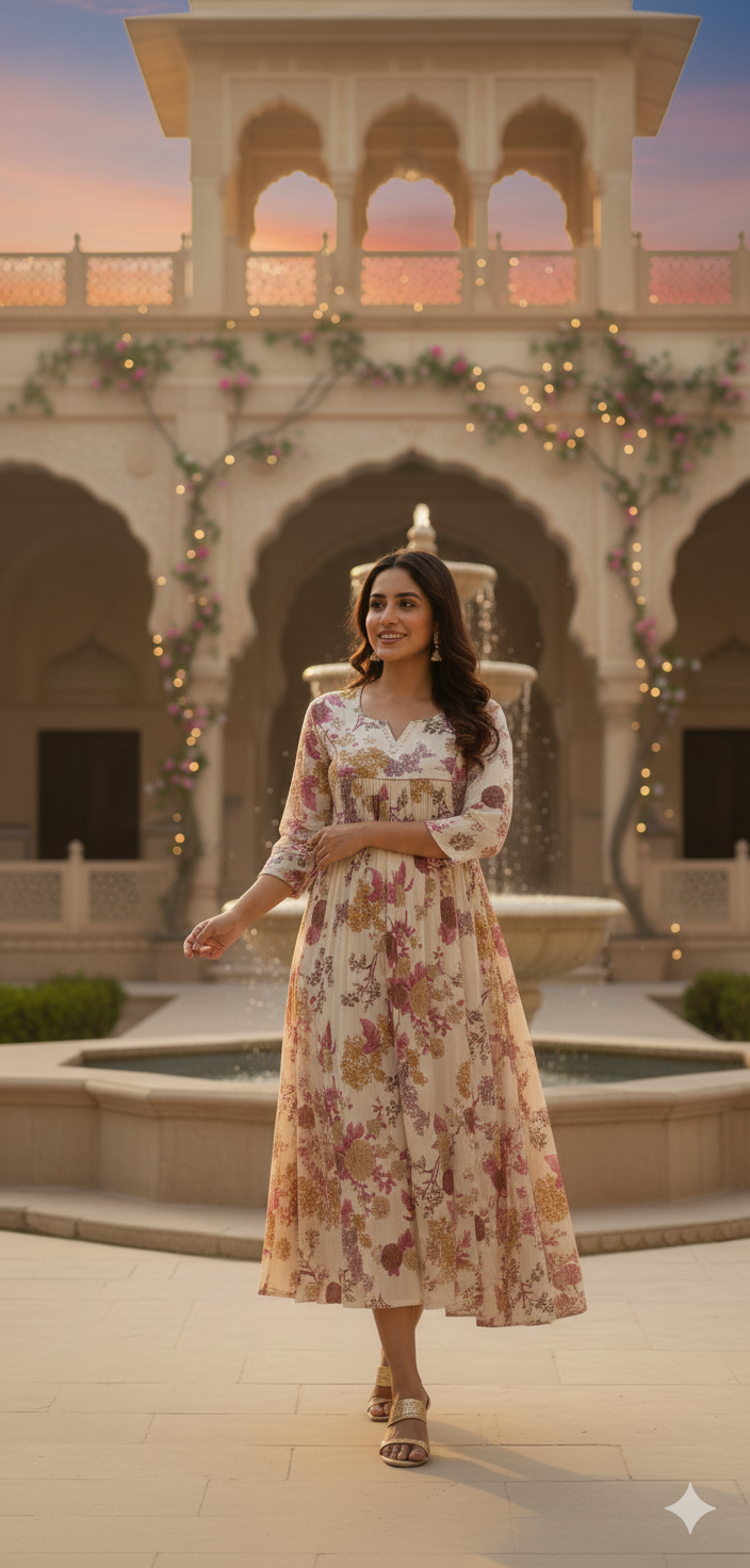 05226. Printed Cotton A line Top without Lining.