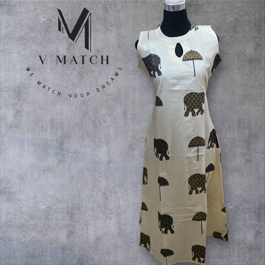 50826. Elephant Print Cotton A line Top with Lining.
