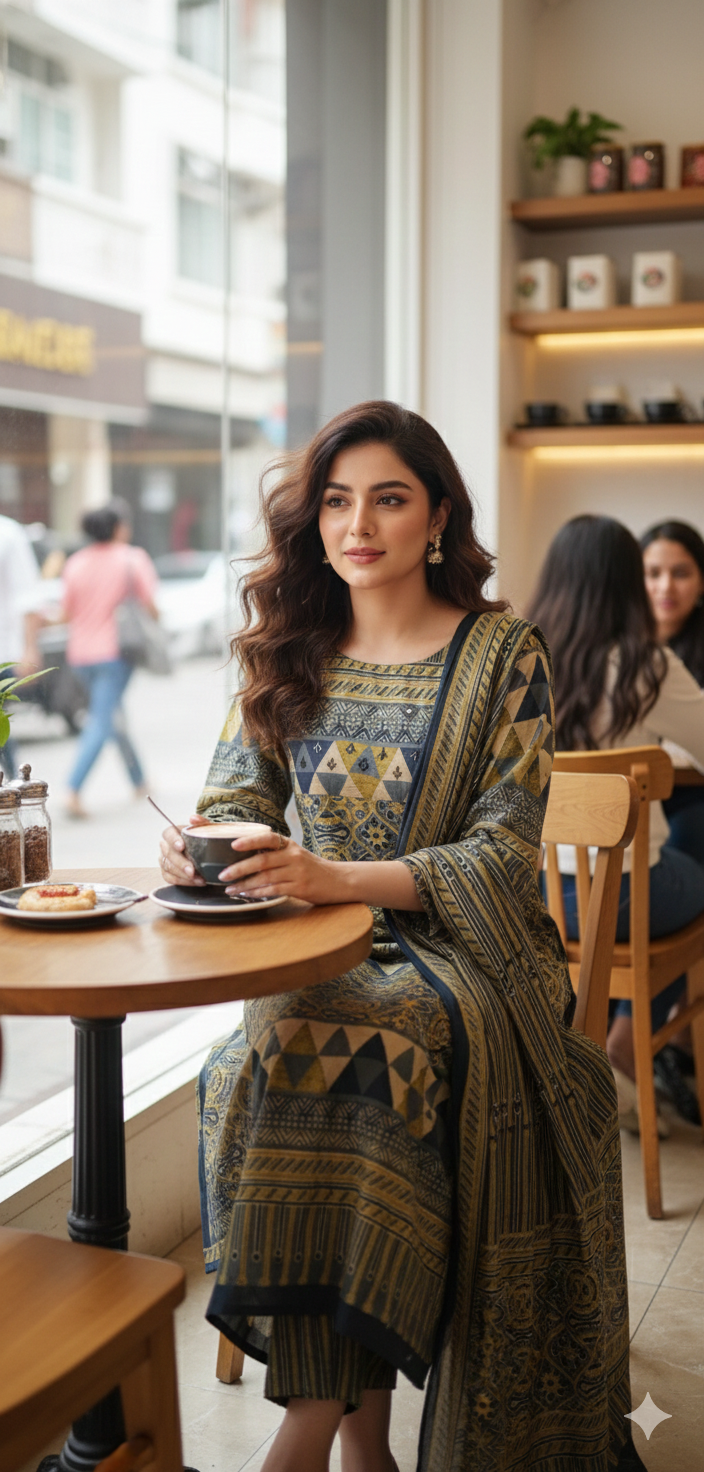 31NOV25.Premium Chanderi Cotton 3 Piece Set.