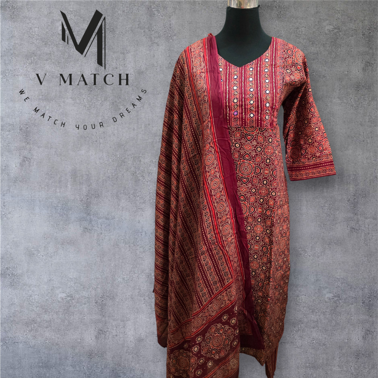 27226. Ajrakh Cotton 3-Piece Set