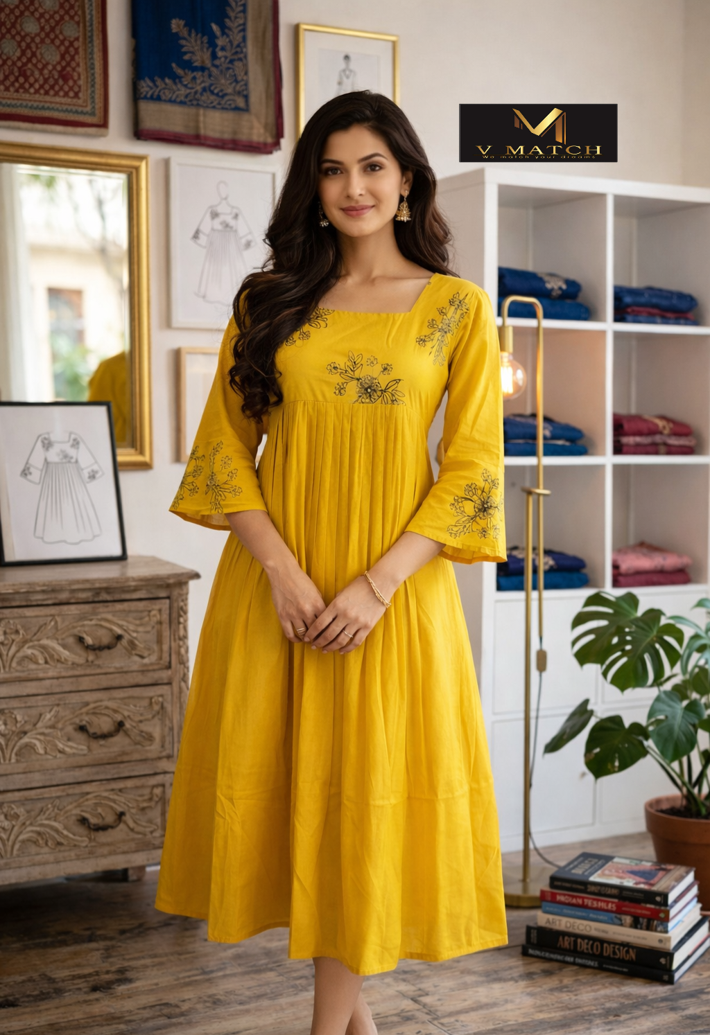 34226.Mul Chanderi Pleated A Line Top.