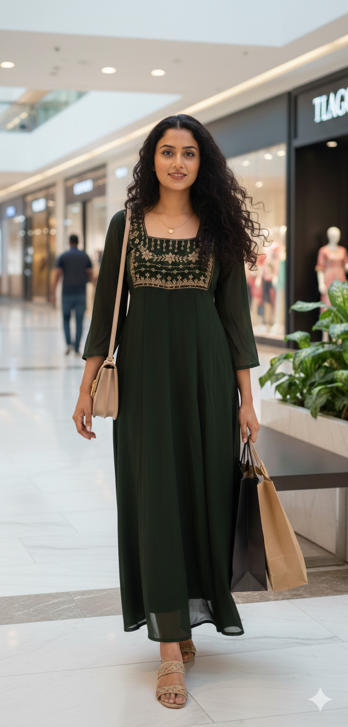 01226. Georgette Party wear PanelCut Top.