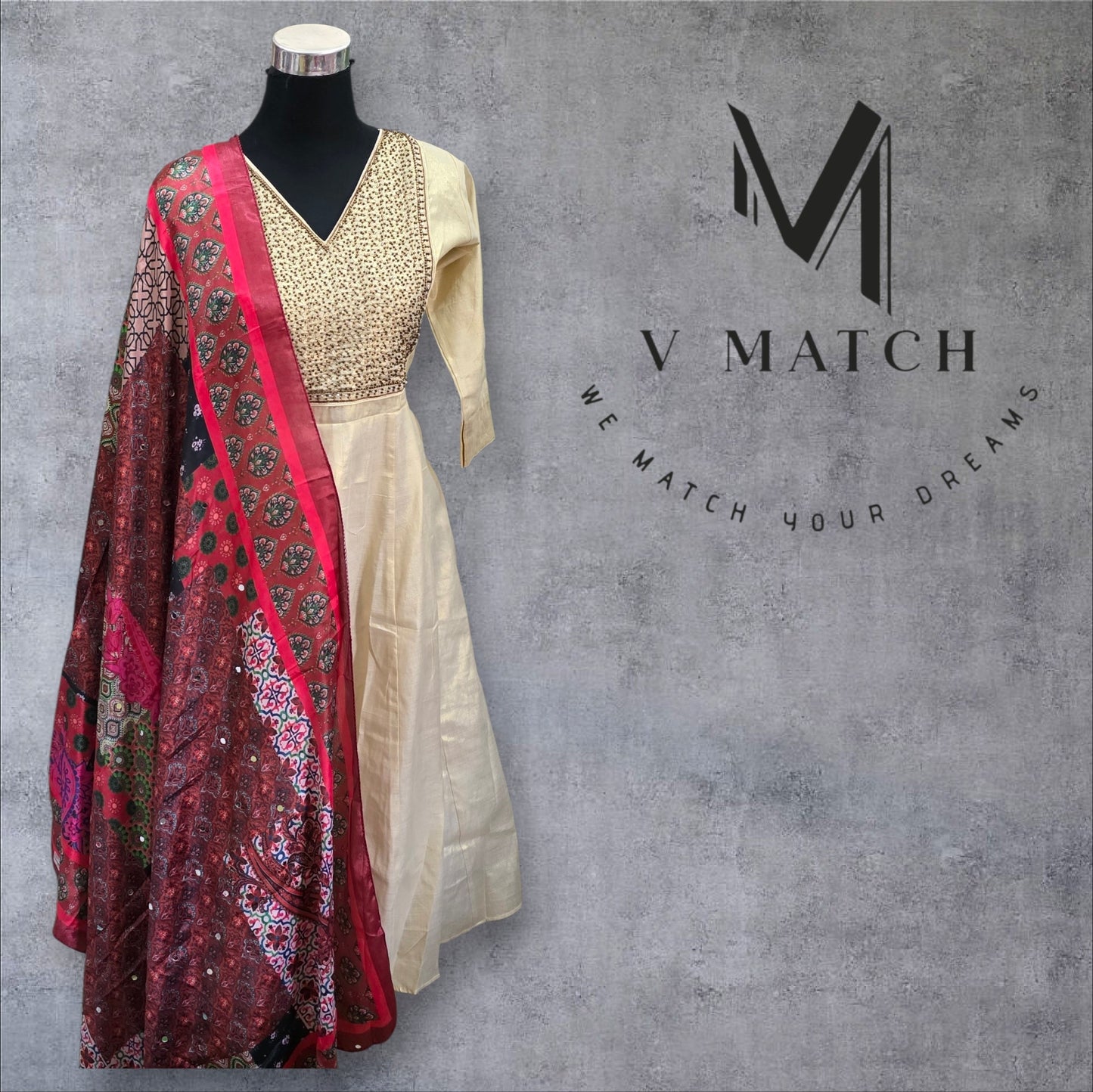 7826. Tissue Frock with Pakistani Dupatta.
