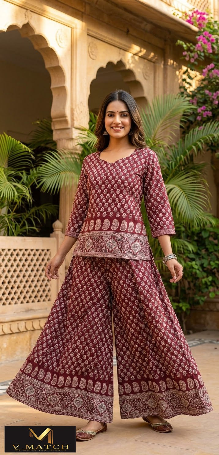 10264. Cotton Ajrakh Co ord Set