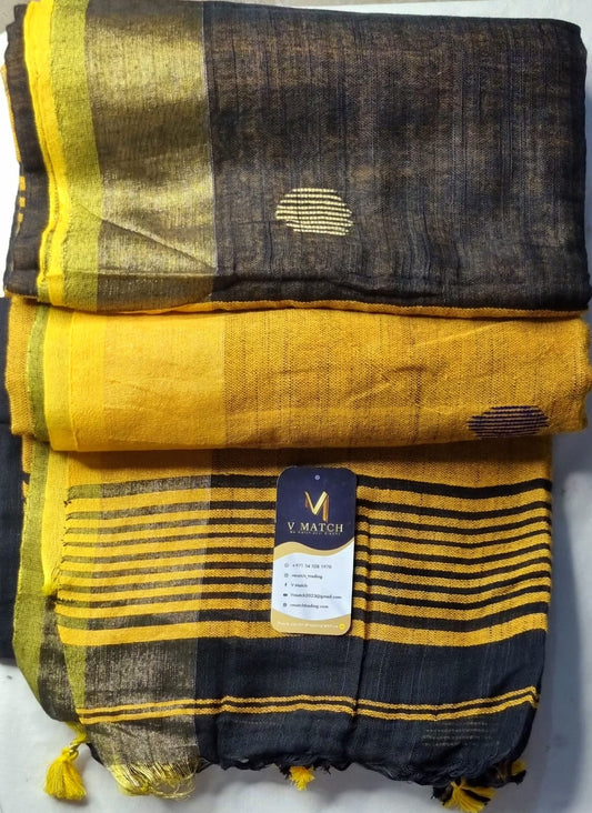 32SEP25.KHADI COTTON HAND WEAVING BALL BUTI SAREE