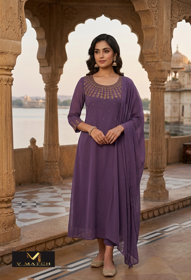 03426. Georgette Aline Top with Dupatta.