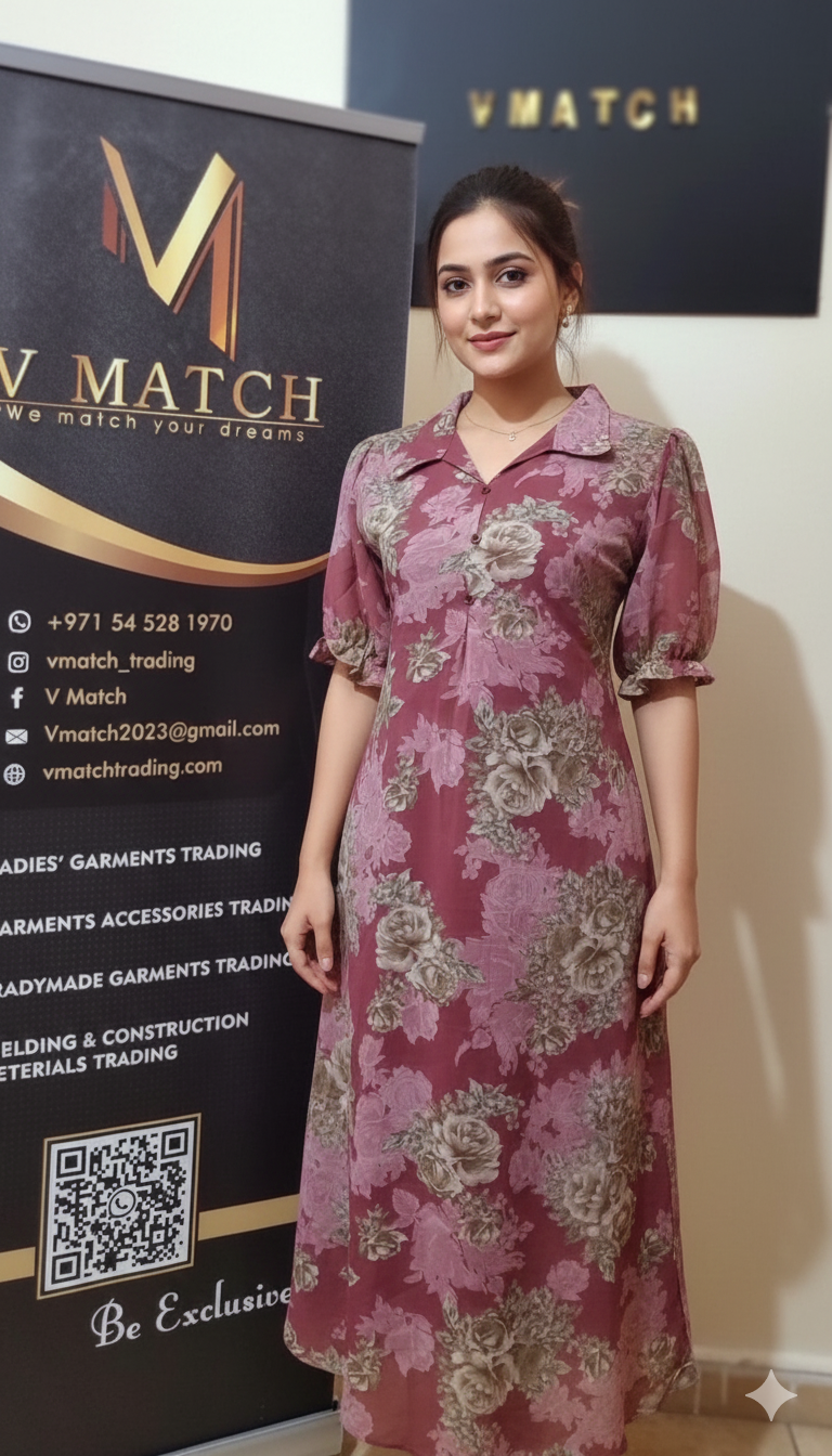 OS62 Beautiful  Soft Georgette collar type Kurthi with crape lining and show buttons!!!