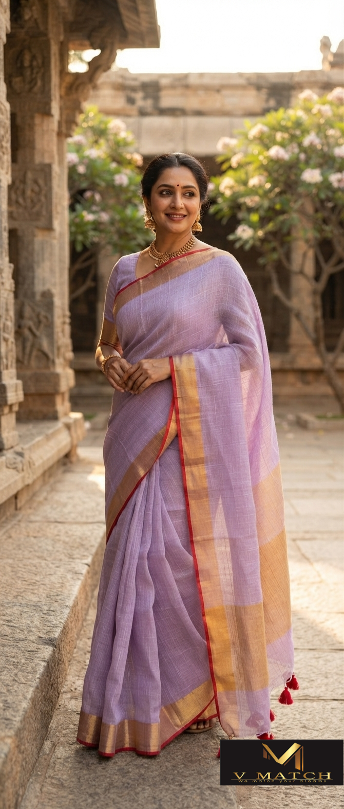 OS115. Linen Check Saree.