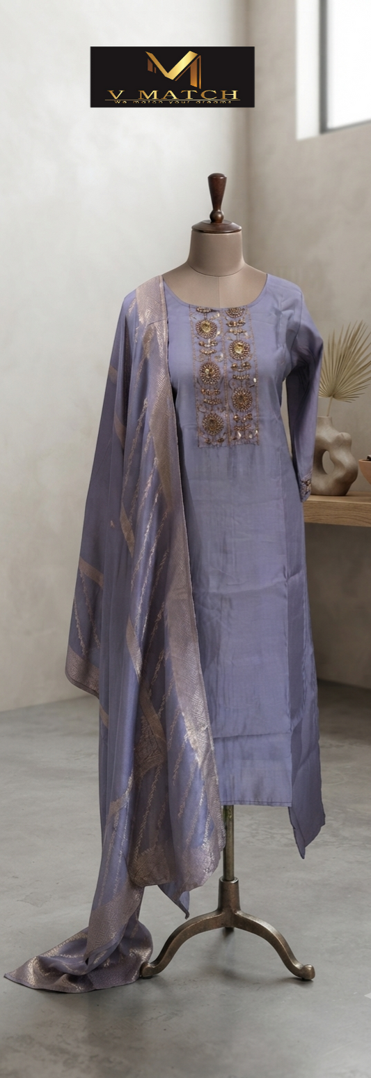 7626. Raw Silk 3 Piece Set.