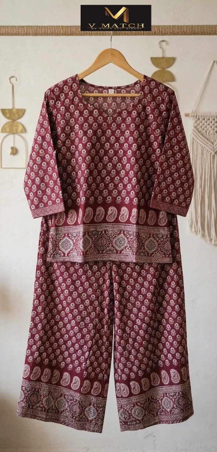 10264. Cotton Ajrakh Co ord Set