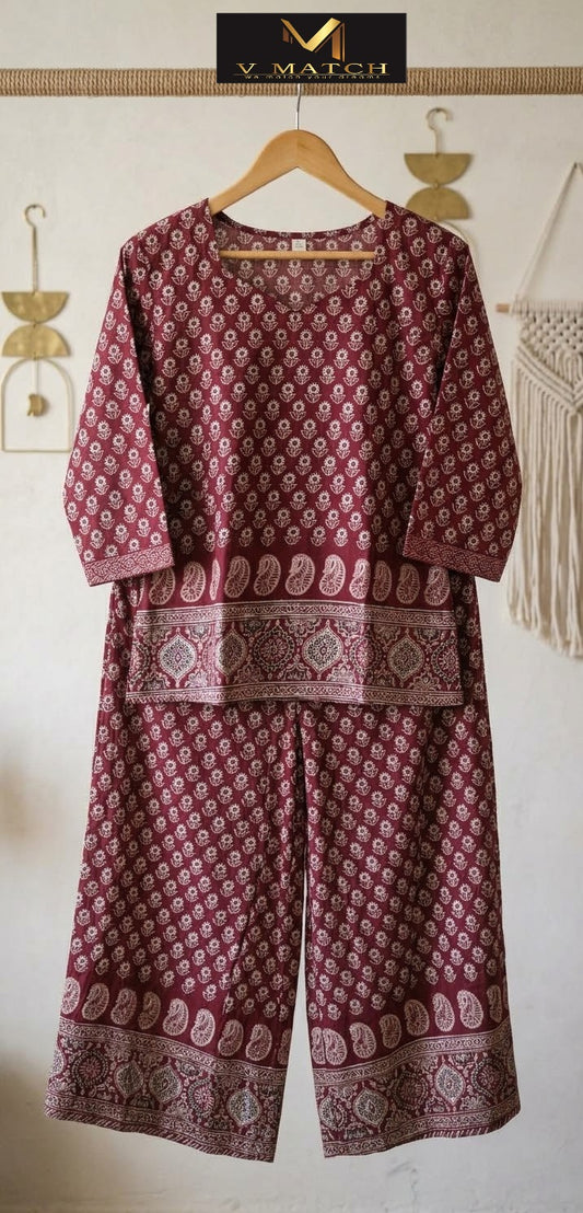 10264. Cotton Ajrakh Co ord Set