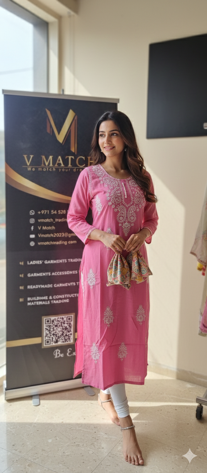 21Sep24 Soft Cotton Chikankari Slitted Top