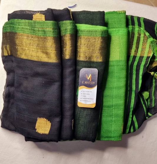 30SEP25. KHADI COTTON HAND WEAVING BALL BUTI SAREE.