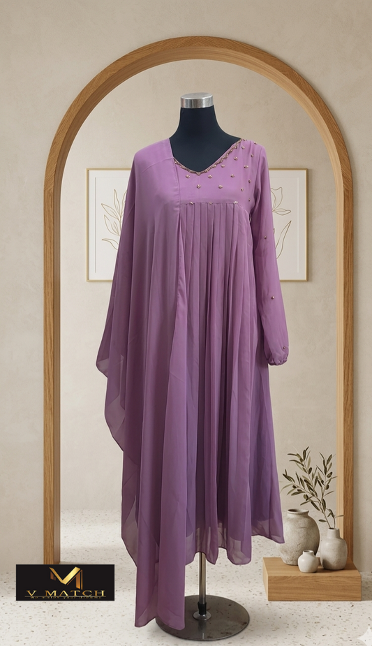 02426. Georgette Pleated A Line Kurti.