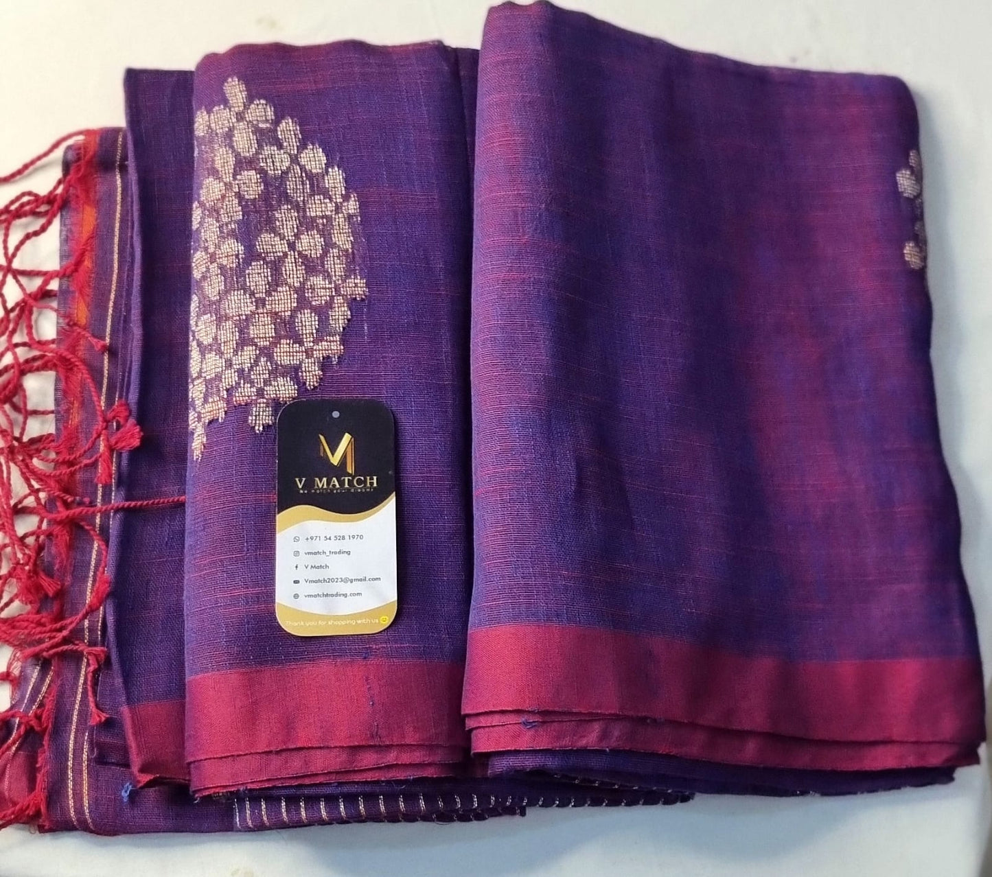 41SEP24. Pure Linen by Linen Saree with Handloom Mark.