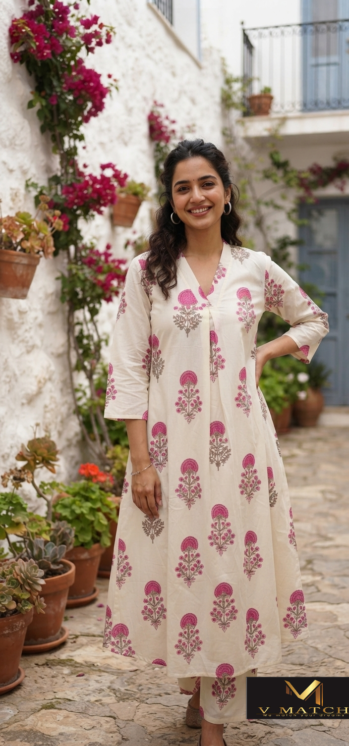 7926. Cotton Floral Co ord Set.