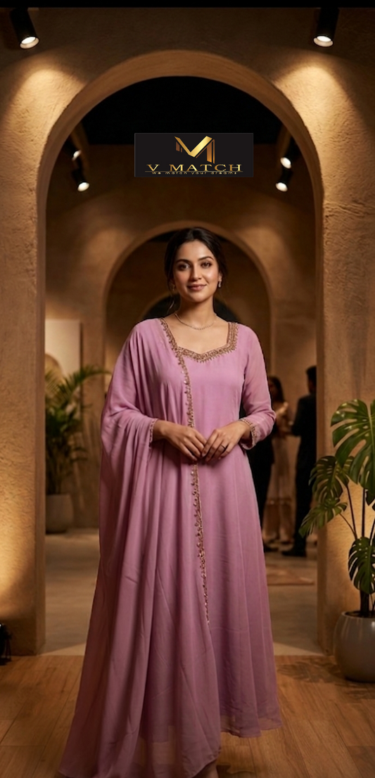 05426. Georgette A-line PartyWear Top with Dupatta