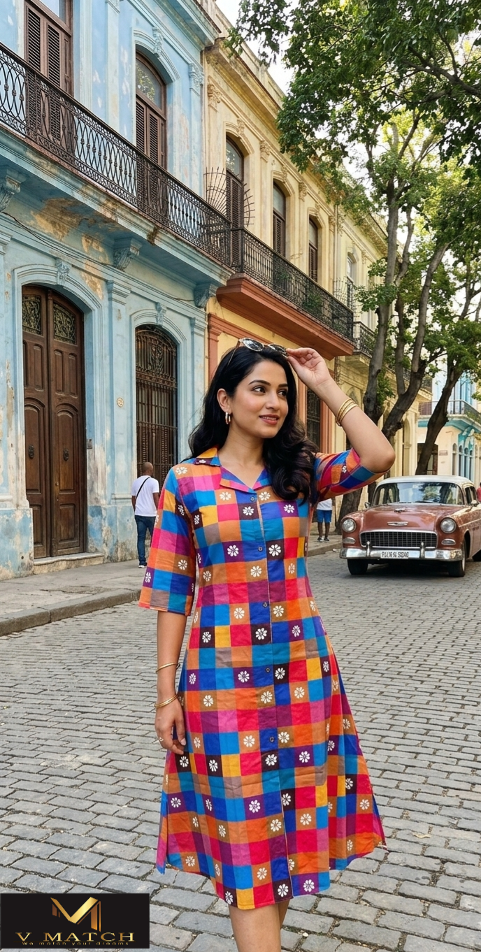 73426.Madras check Aline Top