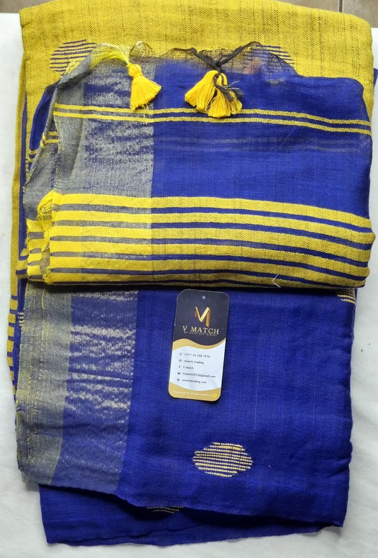 31SEP25.KHADI COTTON HAND WEAVING BALL BUTI SAREE