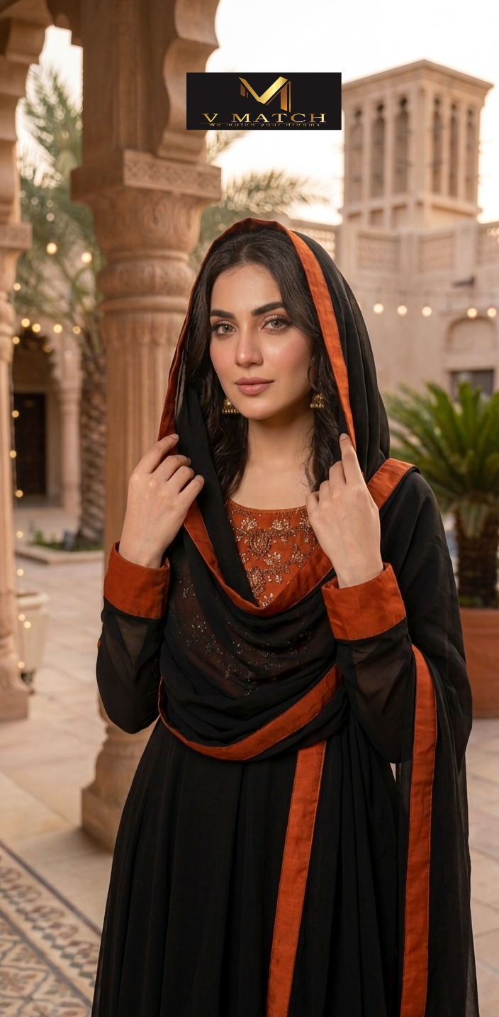 50126. Georgette PanelCut Top and Dupatta