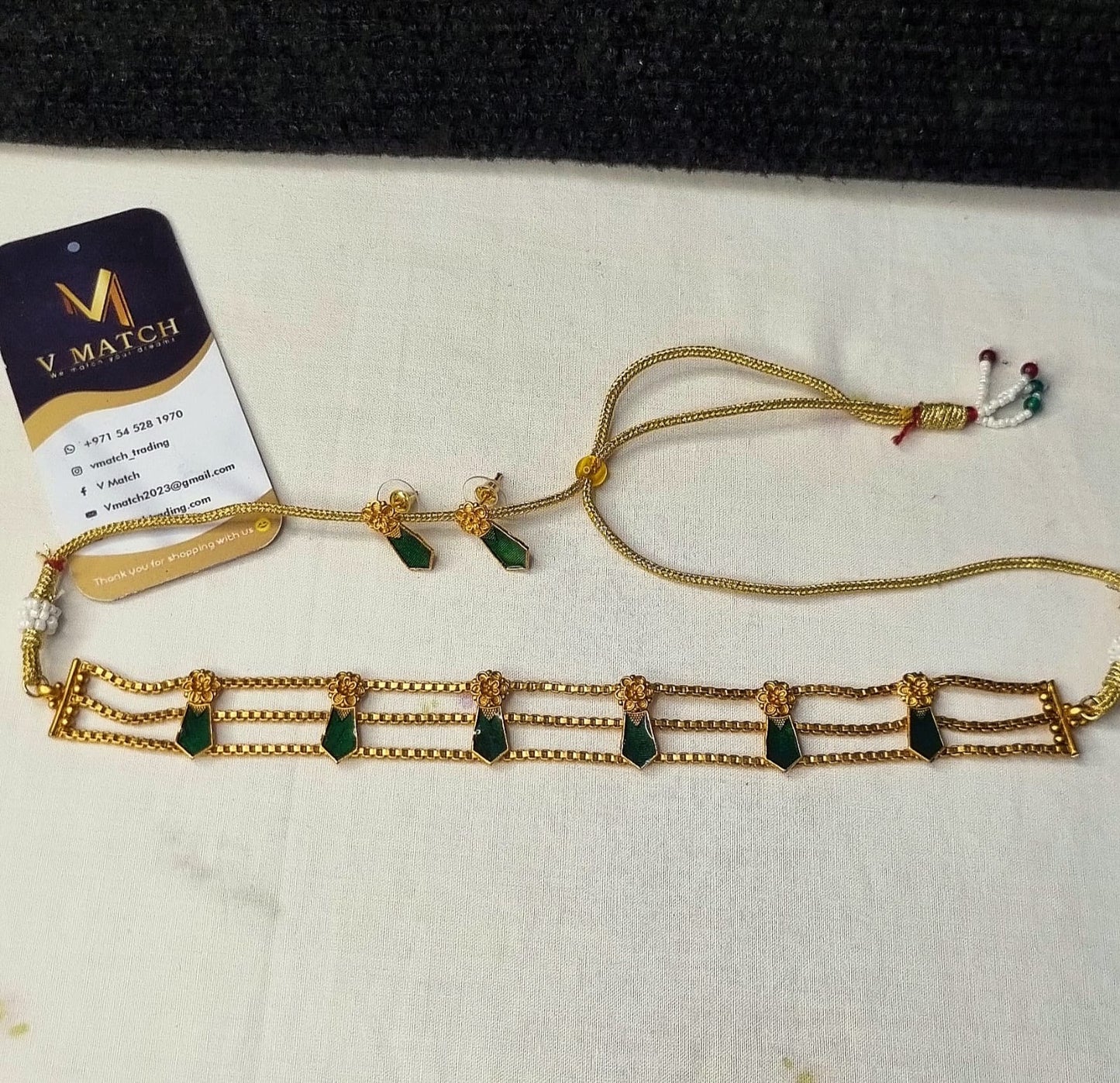 AC22SET. 3 Layer Palakka Choker Necklace Set