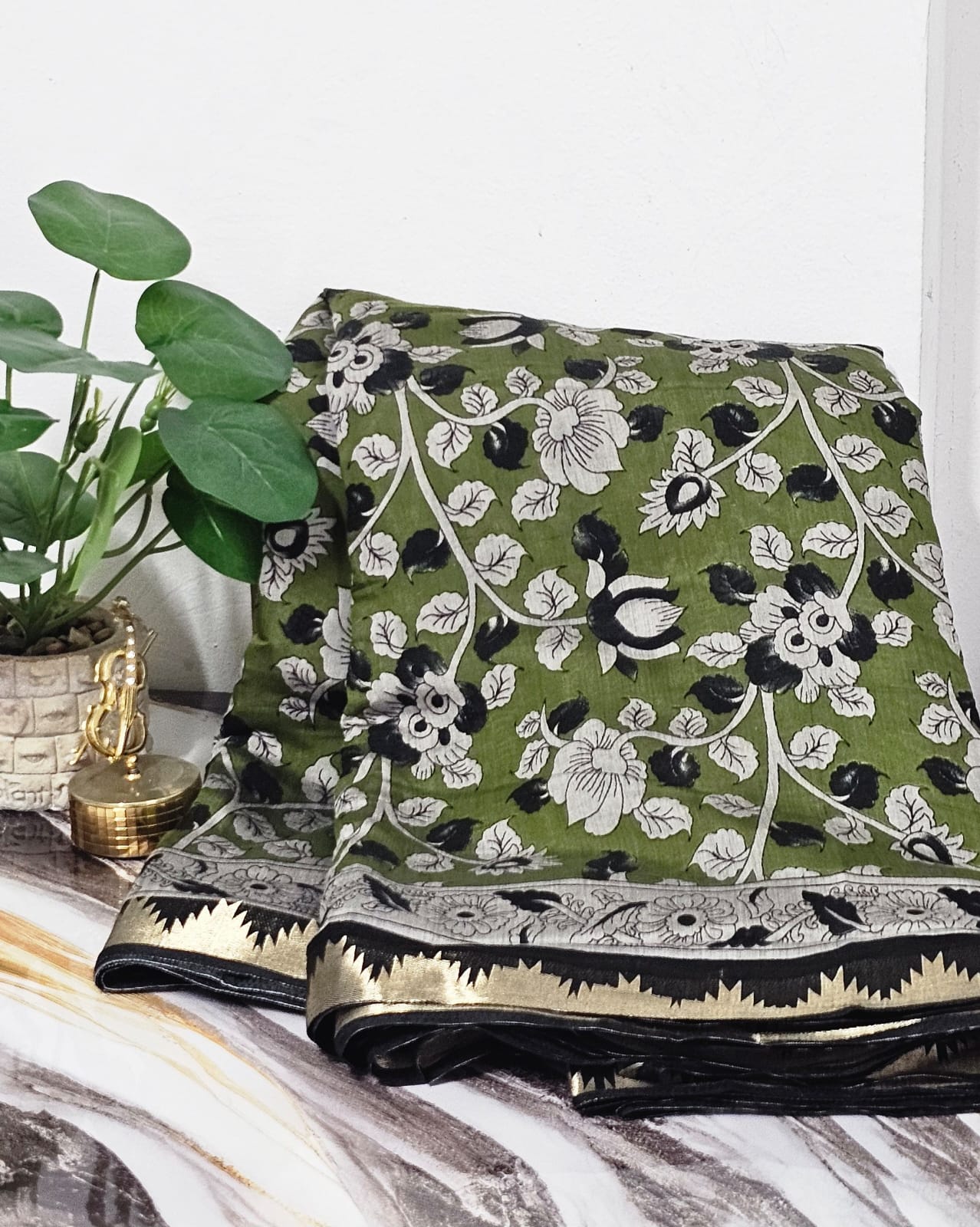 52AUG25.Pen Kalamkari Mangalagiri Silk Saree