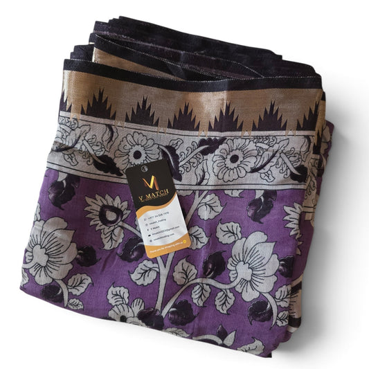 75326. Pen Kalamkari Mangalagiri Silk Saree