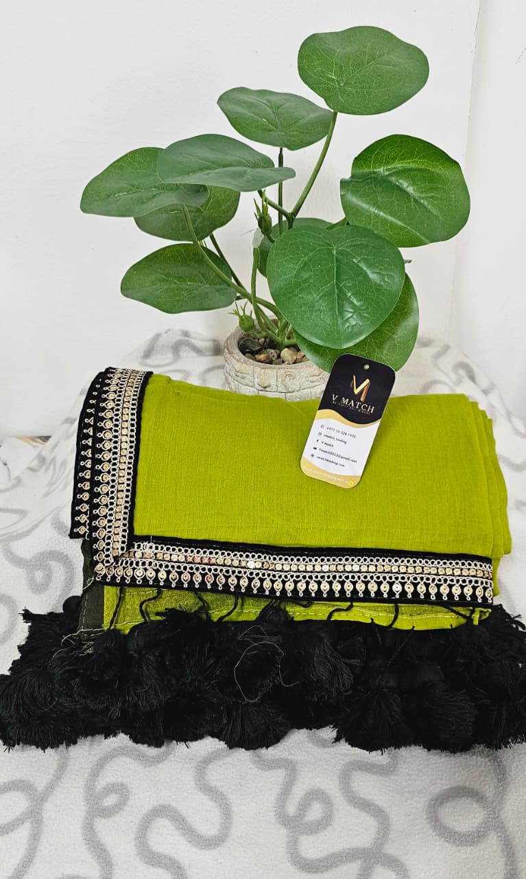 12NOV25. 
120 Count Mul Cotton Multi Tilak lace border
All over border work 
Without bp