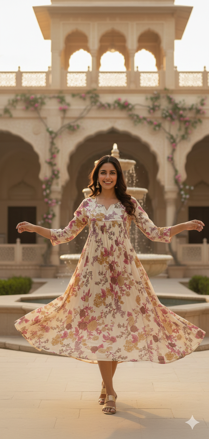 05226. Printed Cotton A line Top without Lining.