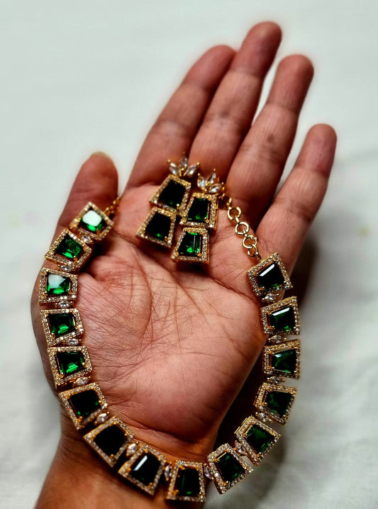 AC7SET. AD Stone Necklace Set