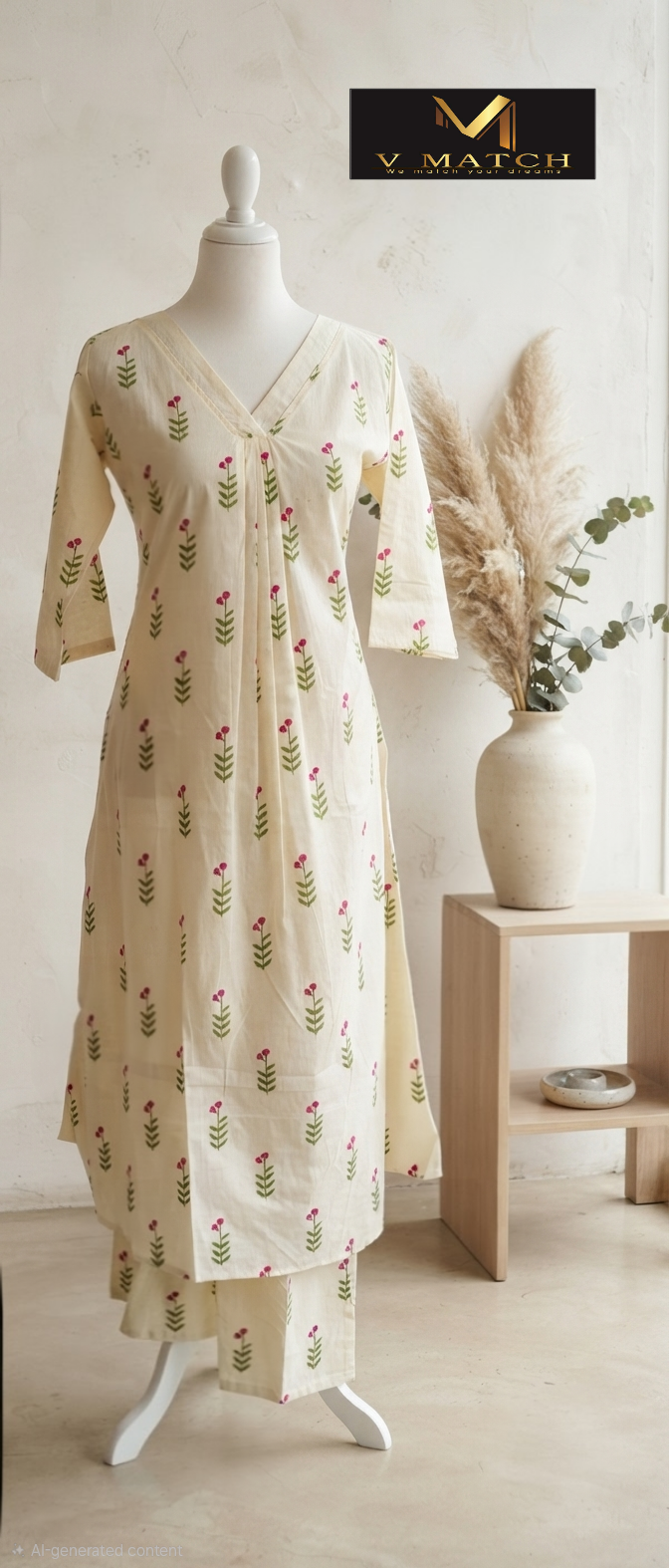 71326. Pink Blossom Cotton Aline Co ord Set.