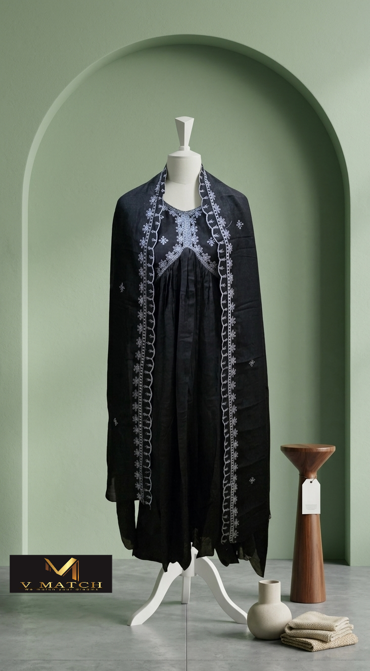 51126.Vichitra Silk A-Line Aliya 3-Piece Set