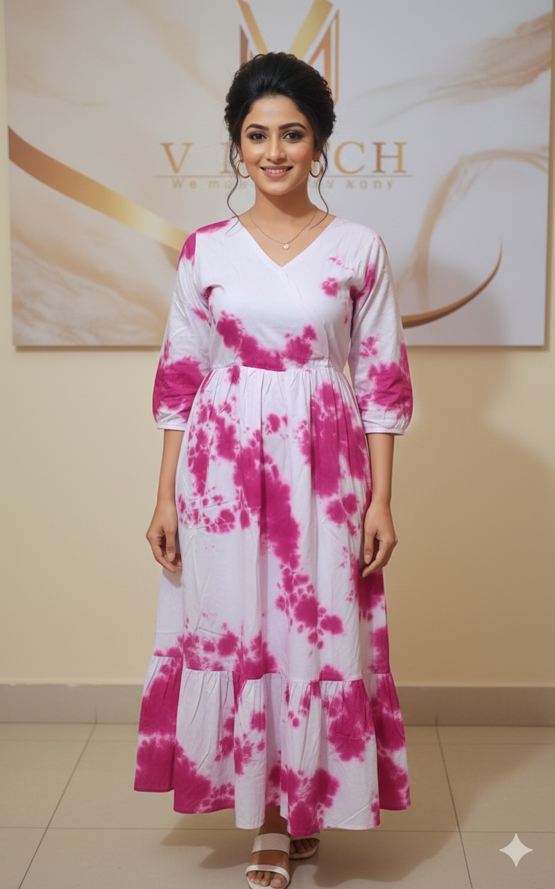 OS61 Budget friendly Rayon dress with overlapping neck pattern with side tie !!!!