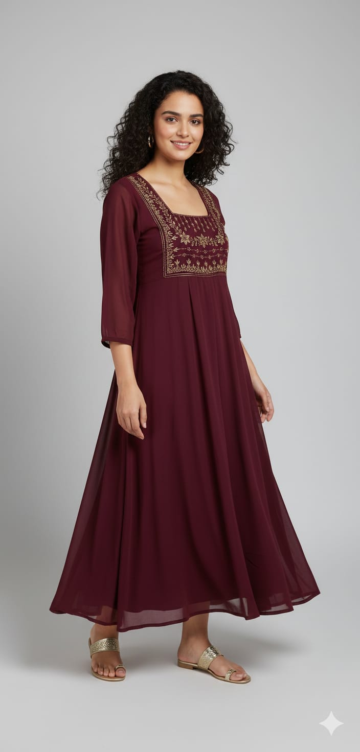 20226. Georgette Party wear PanelCut Top.