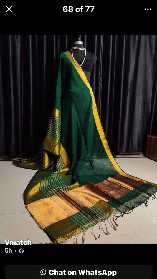2AUG25. 120 Count Pure Linen Saree.